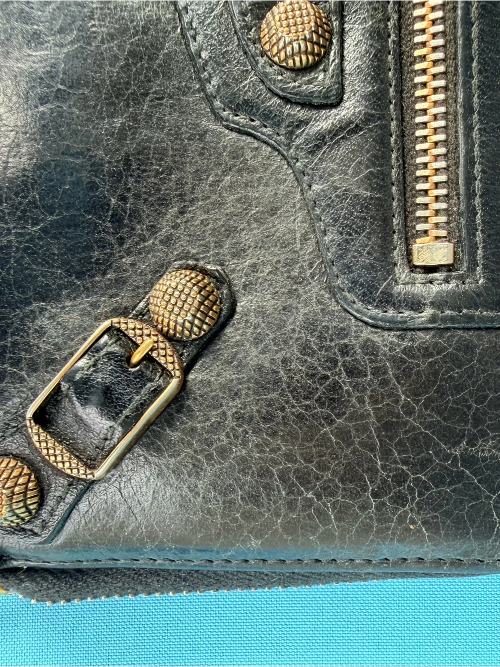 Balenciaga motocross city wallet AUTHENTIC black w gold hardware